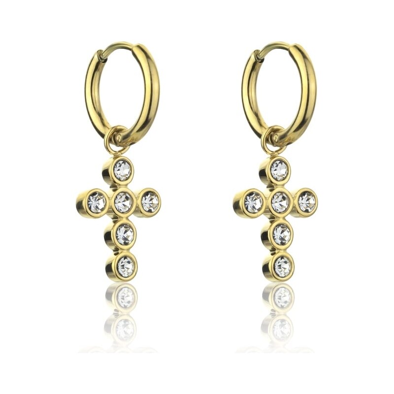 Marc Malone Pozlátené náušnice s krížikmi s čírymi zirkónmi MCE23121G 66583556