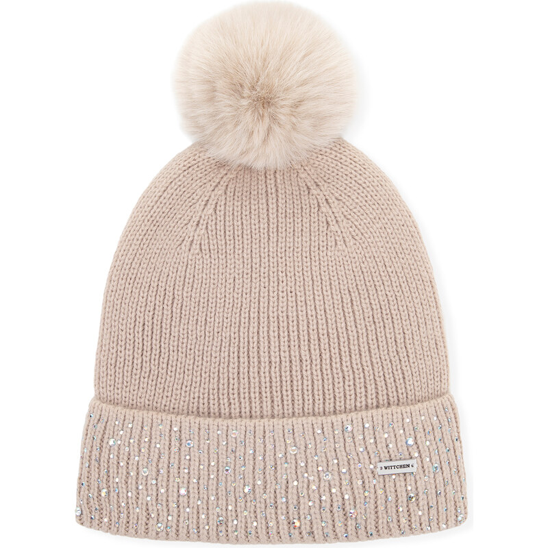 Wittchen Dámska zimná čiapka s brmbolcom a trblietavými kamienkami – 66078449