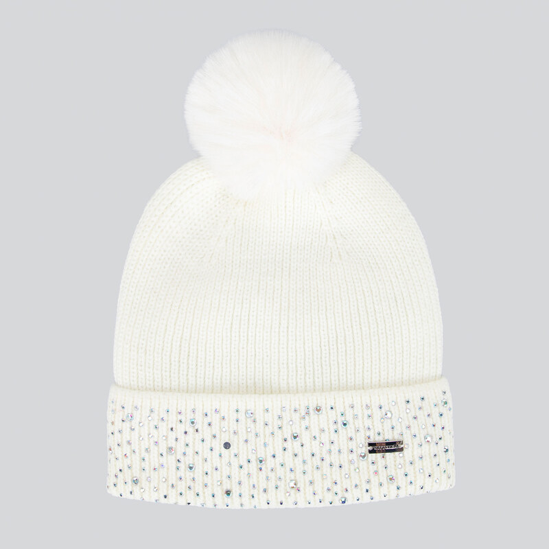 Wittchen Dámska zimná krémová čiapka s brmbolcom a ozdobnými 66078445