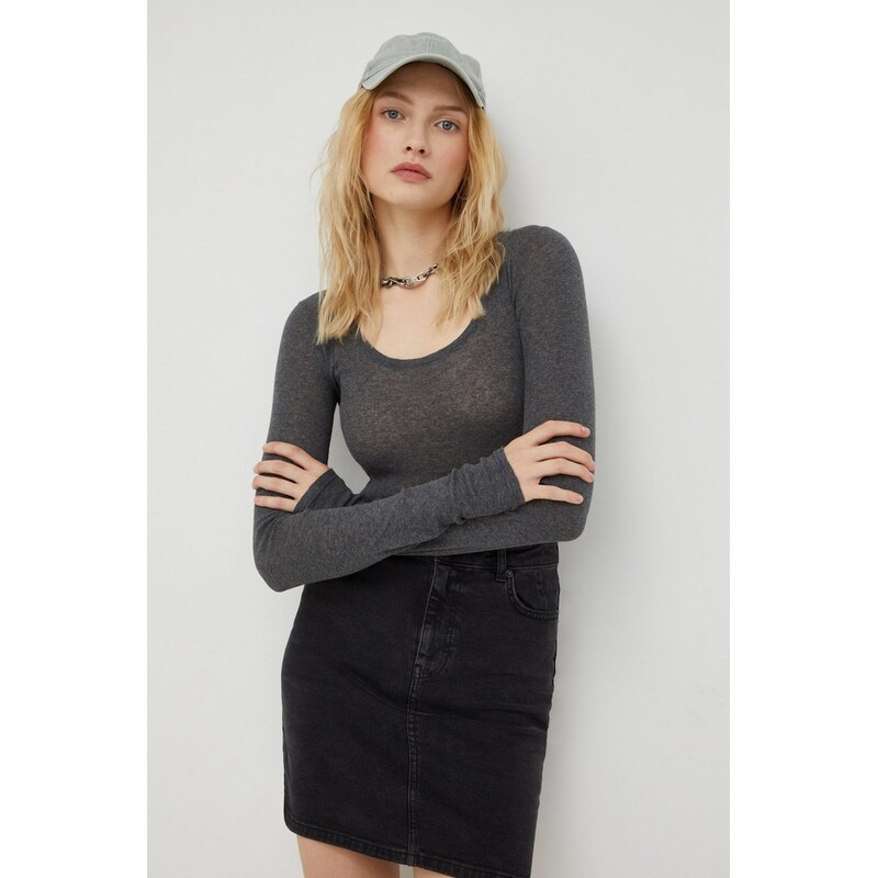 Bavlnené tričko s dlhým rukávom American Vintage T-SHIRT ML COL ROND 66510208