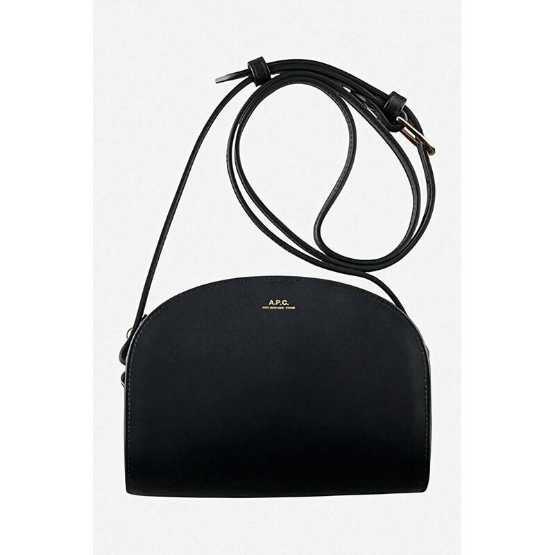 Kožená kabelka A.P.C. Demi Sac Demi-lune Mini PXAWV-F61392 BLACK 50736376