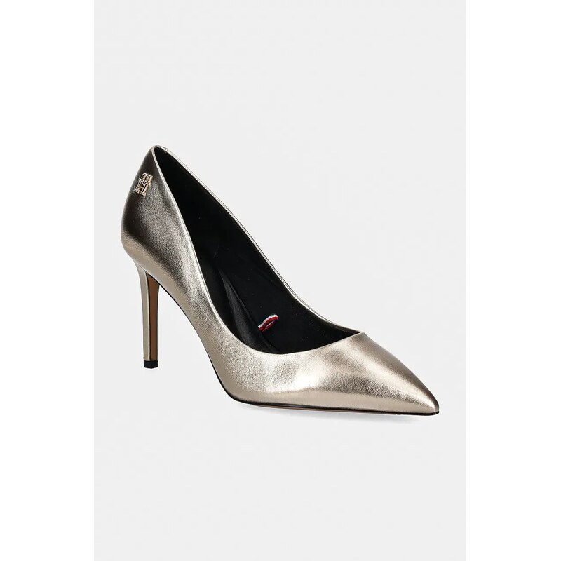 Kožené lodičky Tommy Hilfiger PARTY POINTED METALLIC PUMP 58392808