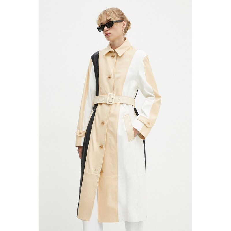 Kožený kabát Moschino Jeans 64310698