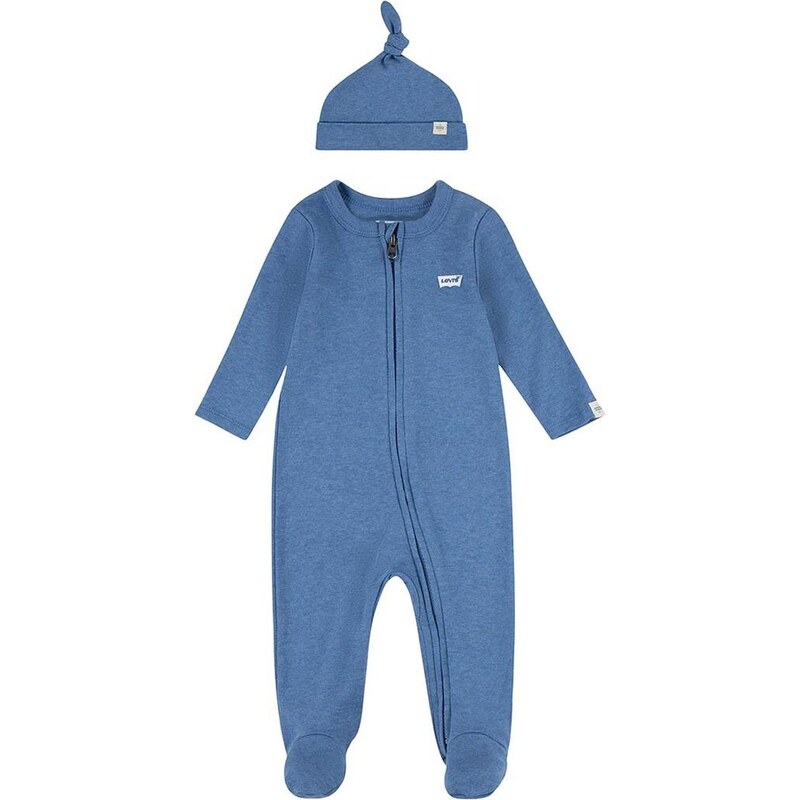 Detský bavlnený overal Levis LVN FOOTED COVERALL & HAT SET 49868018