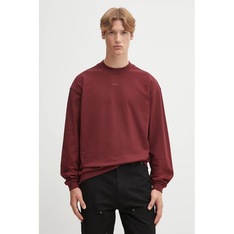 Bavlnené tričko s dlhým rukávom HUGO Daposo 65489552