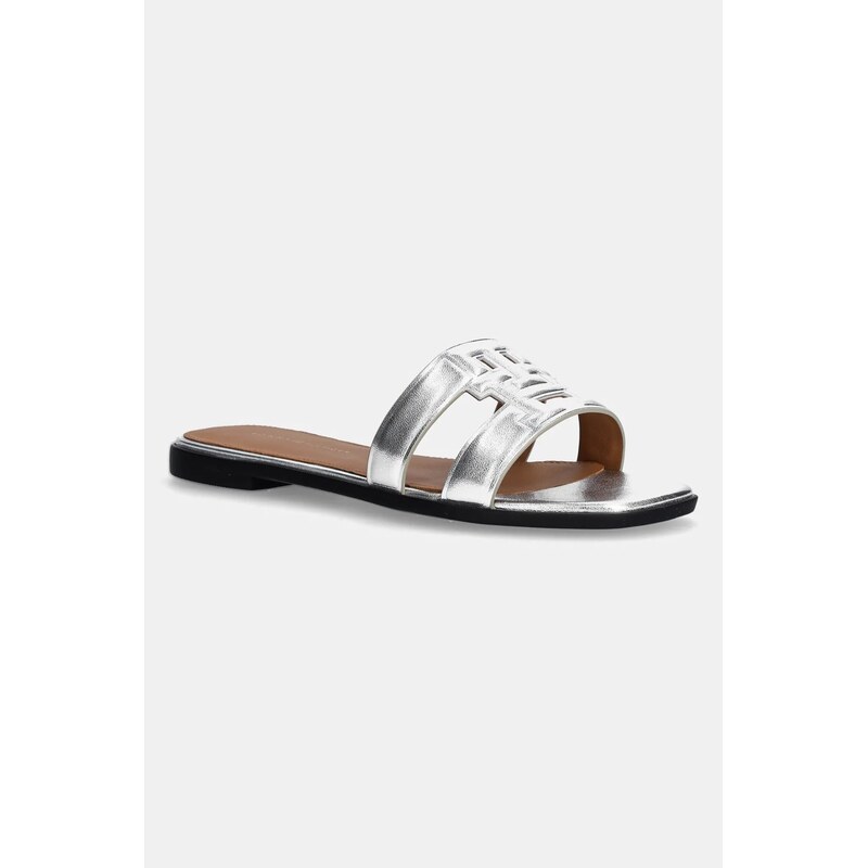 Kožené šľapky Tommy Hilfiger TH LOGO STRAP METALLIC MULE 61816371