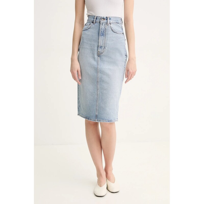 Rifľová sukňa Fiorucci Faded Heart Pocket Denim Midi Skirt 63089091