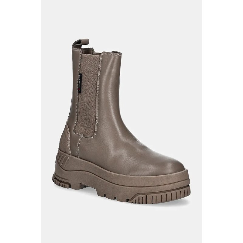 Kožené topánky chelsea Tommy Jeans TJW CHELSEA FLATFORM BOOT 58395085