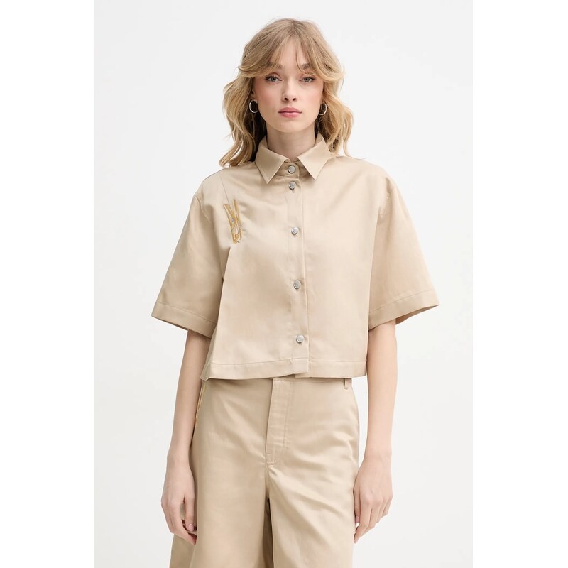 Košeľa s prímesou ľanu Moschino Jeans 64330489