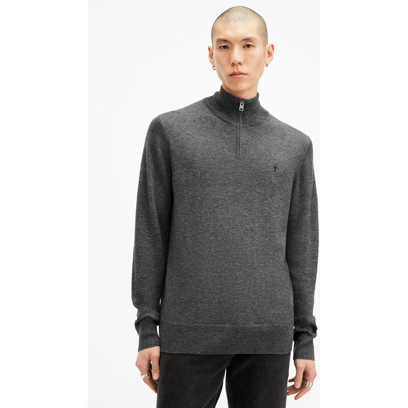 Vlnený sveter AllSaints KILBURN ZIP FUNNEL 63995876