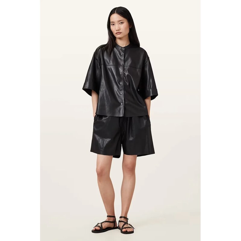 Kožené krátke nohavice AllSaints ARLA 63997021