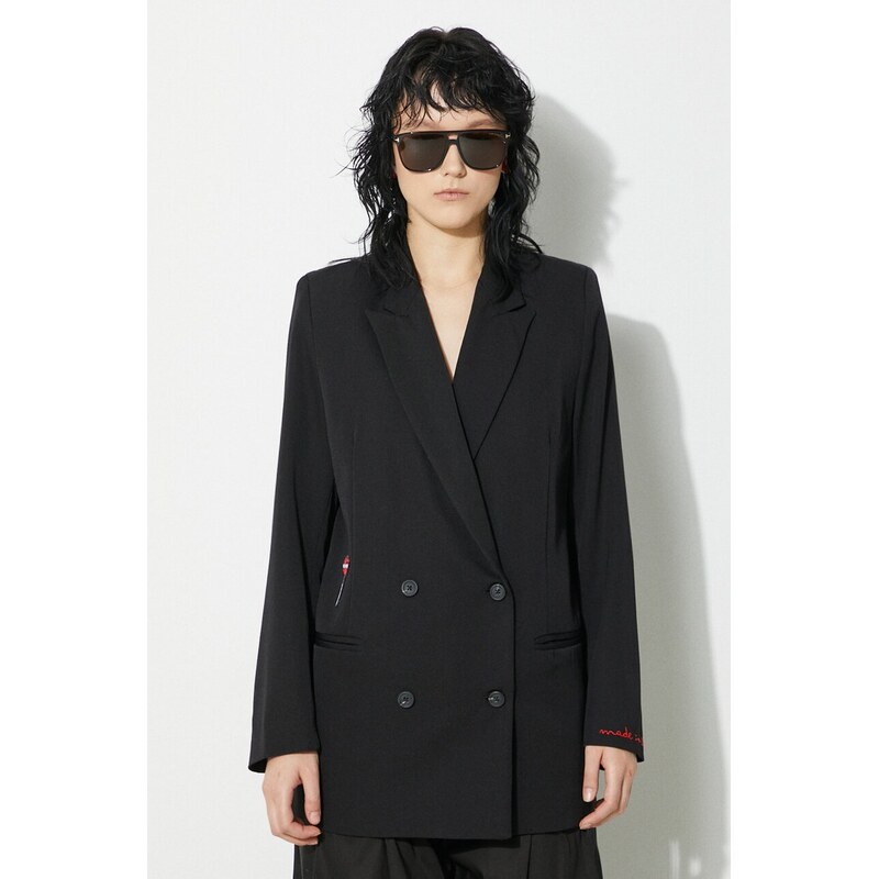 Vlnené sako Fiorucci Black Double Breasted 61539118