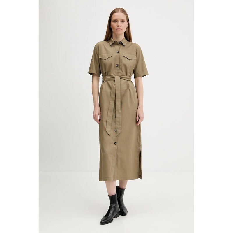 Šaty s prímesou ľanu Barbour NICOLE 64188720