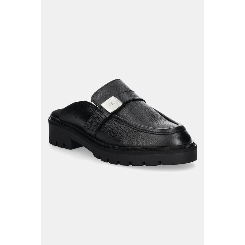 Kožené šľapky Calvin Klein Jeans FLATFORM SLIPON MG LTH 60179495