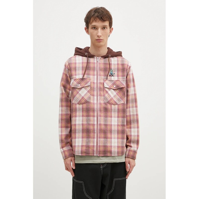 Košeľa s prímesou vlny ICECREAM Hooded Flannel Zip Through 63658663