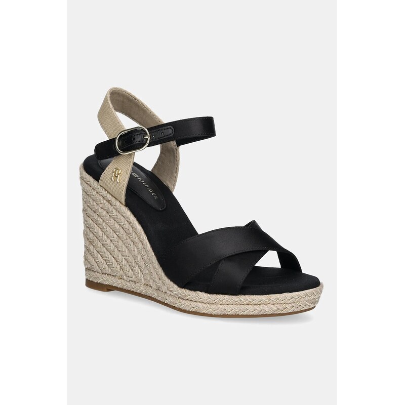 Sandále Tommy Hilfiger SATIN HIGH WEDGE ESPADRILLE 62980162
