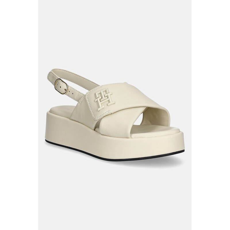 Kožené sandále Tommy Hilfiger TH LOGO HW PADDED LEATHER SANDAL 62980294