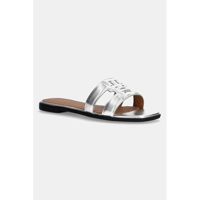 Kožené šľapky Tommy Hilfiger TH LOGO STRAP METALLIC MULE 61816371