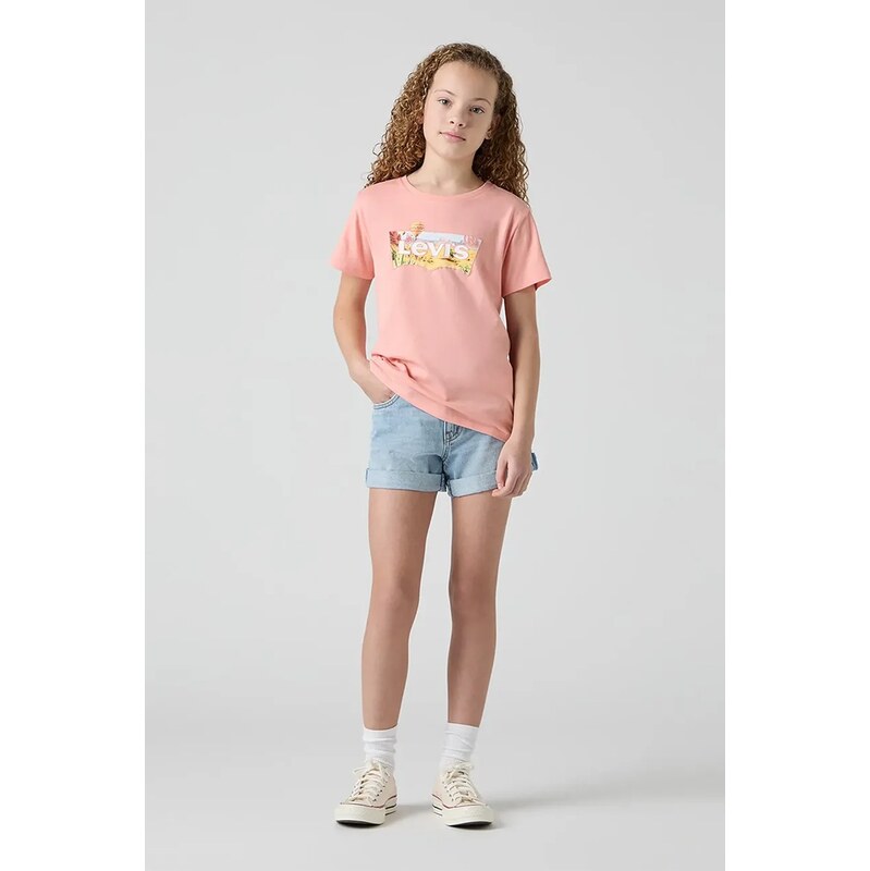 Detské rifľové krátke nohavice Levis MINI MOM SHORT W EMBROIDER 61937570