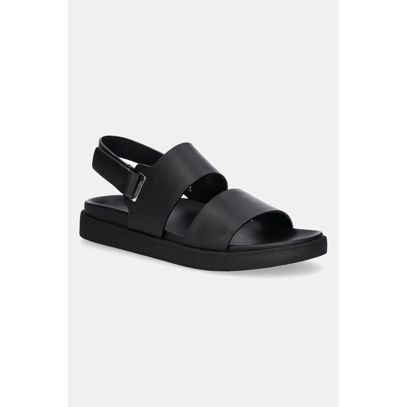 Kožené sandále Calvin Klein FLAT ADJ SANDAL EYELET 62031169