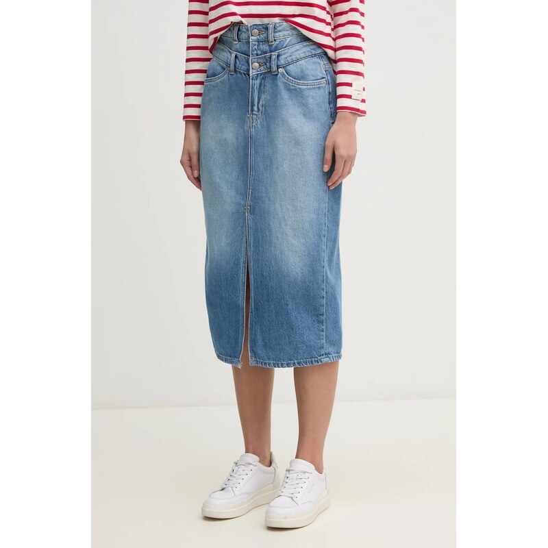 Rifľová sukňa Pepe Jeans MIDI SKIRT HW DOUBLE 62210586