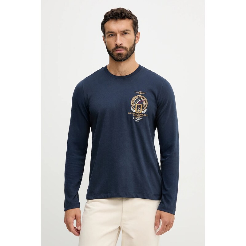 Bavlnené tričko s dlhým rukávom Aeronautica Militare 64941457