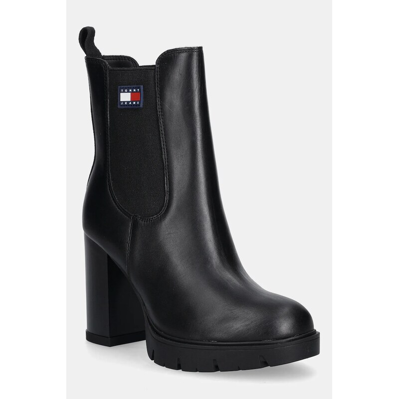 Kožené členkové topánky Tommy Jeans TJW LEATHER HEEL BOOT 65043784