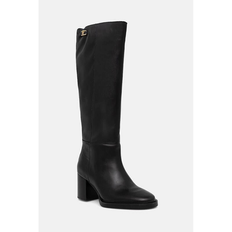 Kožené čižmy Tommy Hilfiger STACKED HEEL LEATHER LONG BOOT 65064717