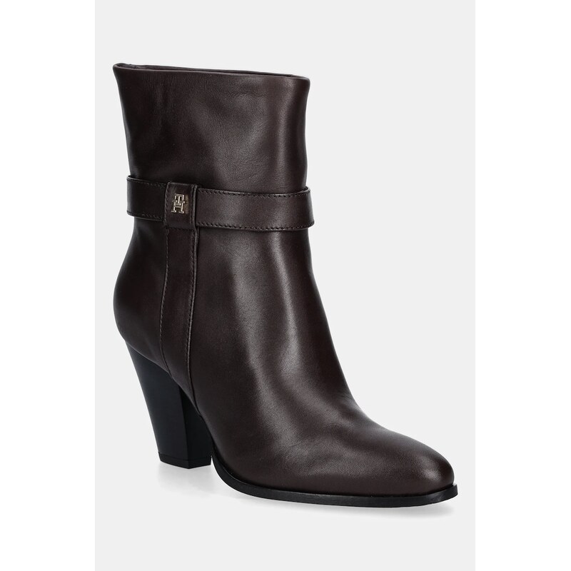 Kožené členkové topánky Tommy Hilfiger TH T-STRAP LEATHER POINTY 65043789