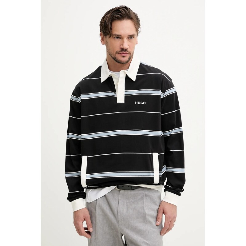 Bavlnené tričko s dlhým rukávom HUGO 62657429