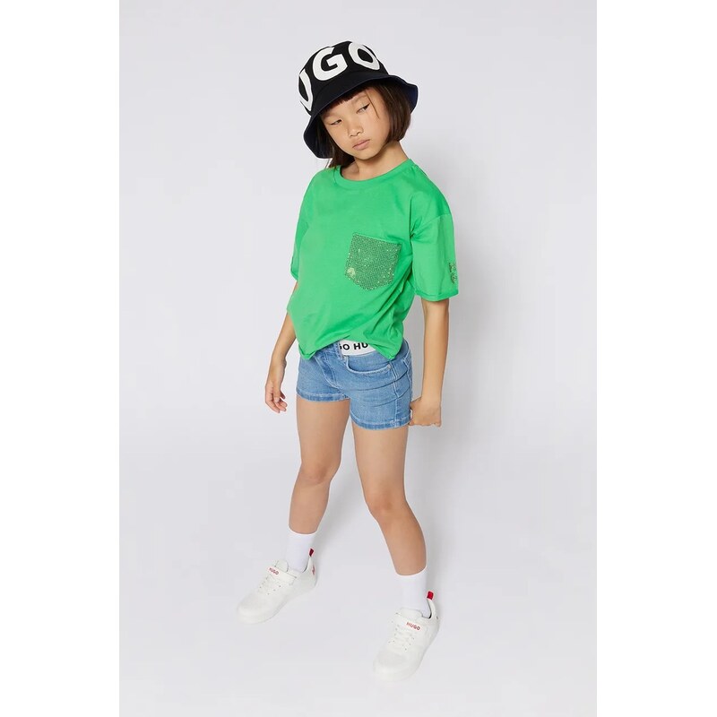 Detské rifľové krátke nohavice HUGO 62861581