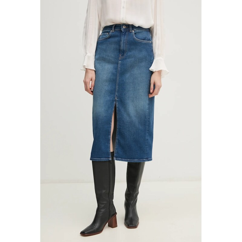 Rifľová sukňa Pepe Jeans MIDI SKIRT HW 60689434