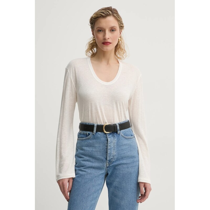 Tričko s dlhým rukávom s prímesou ľanu By Malene Birger AMALOU 66512193