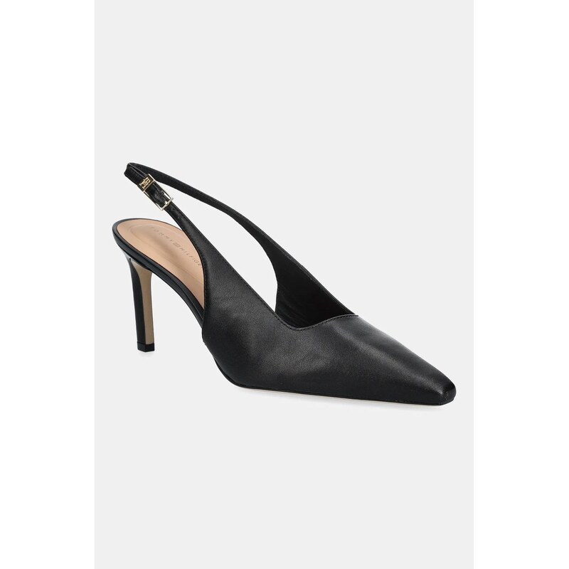 Kožené lodičky Tommy Hilfiger SQUARED TOE HIGH HEEL SLINGBACK 63581174