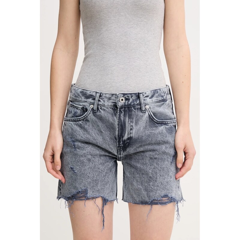 Bavlnené rifľové šortky Pepe Jeans REGULAR SHORT MW DISTRESSED 63190748