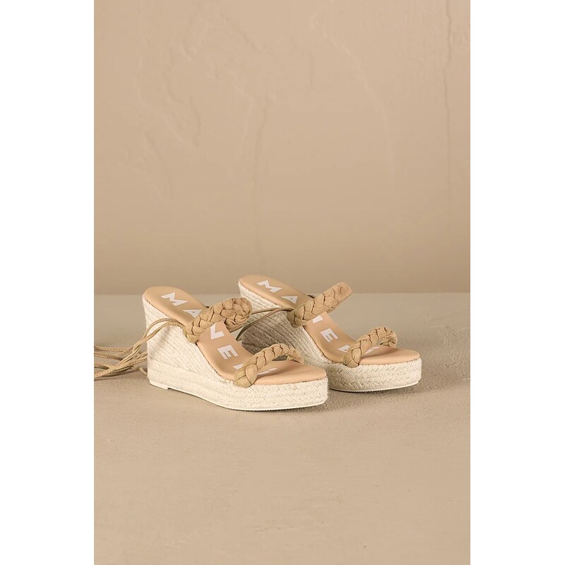 Semišové sandále Manebi Hamptons Two Braided Bands Wedge Espadrilles 63217589