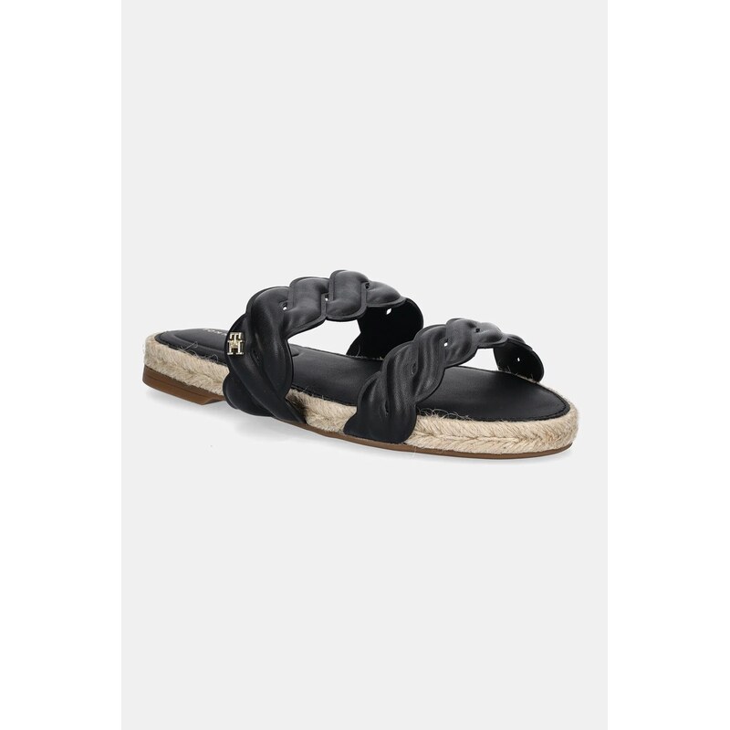 Kožené šľapky Tommy Hilfiger LEATHER ROPE ESPADRILLE MULE 63240508