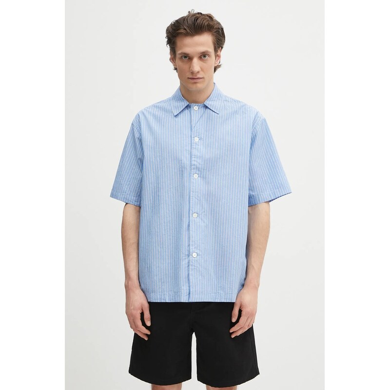 Bavlnená košeľa Norse Projects Mads Poplin Stripe SS 63746204