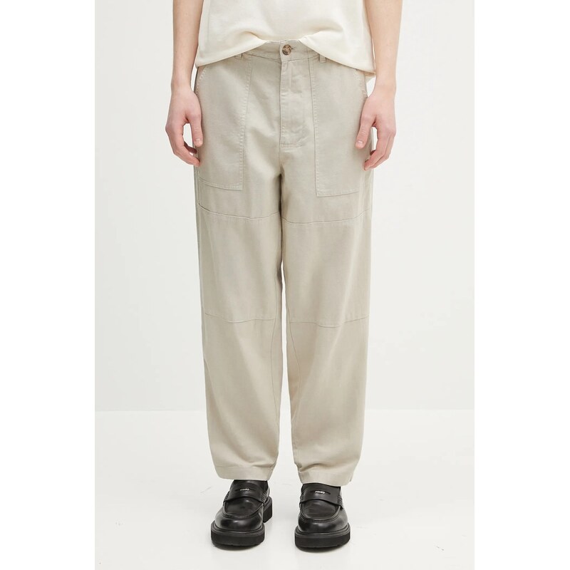 Ľanové nohavice Barbour Barbour Natural Linen Blend Trouser 64183793