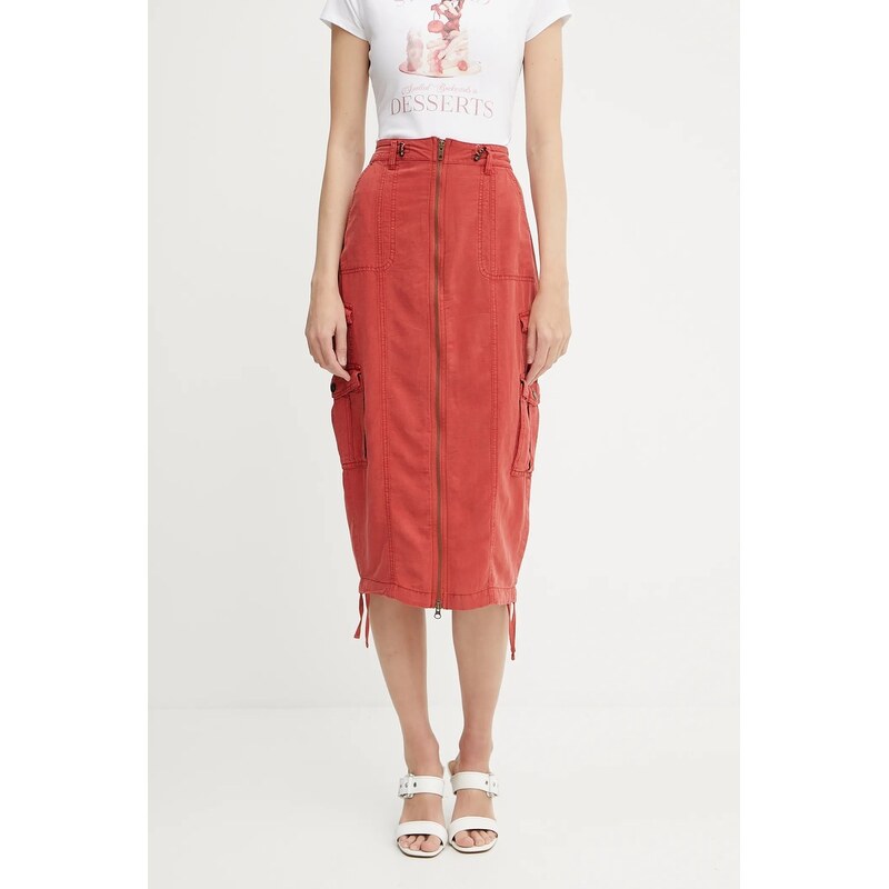 Sukňa s prímesou ľanu Guess CASEY 63415415