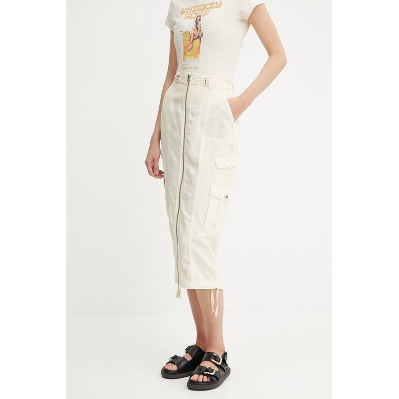 Sukňa s prímesou ľanu Guess CASEY 63456325