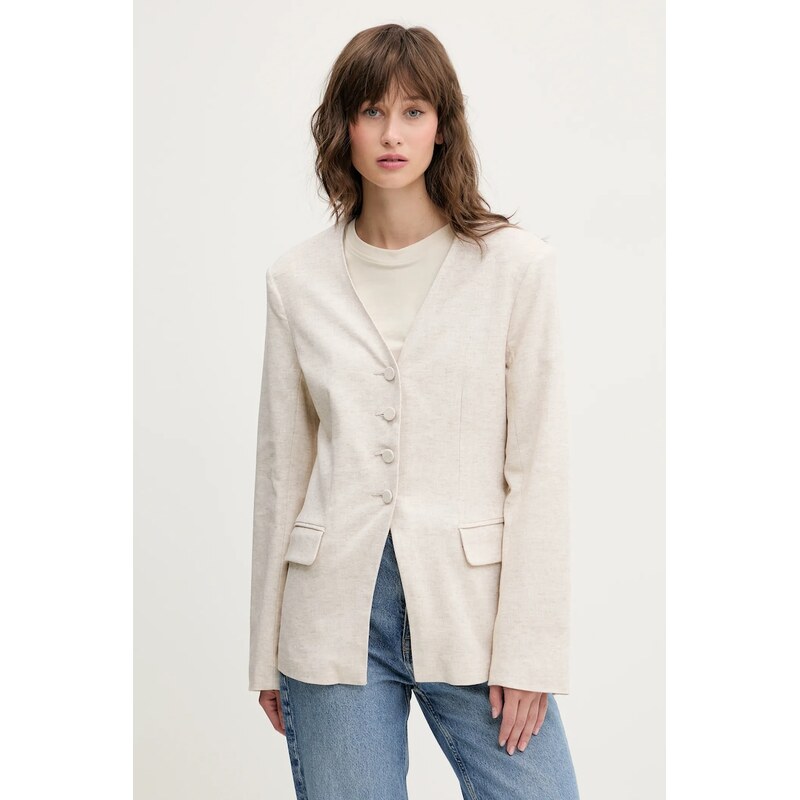 Ľanové sako Abercrombie & Fitch 63457028