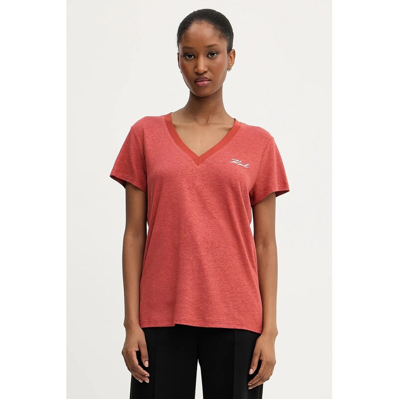 Ľanové tričko Karl Lagerfeld 64029219