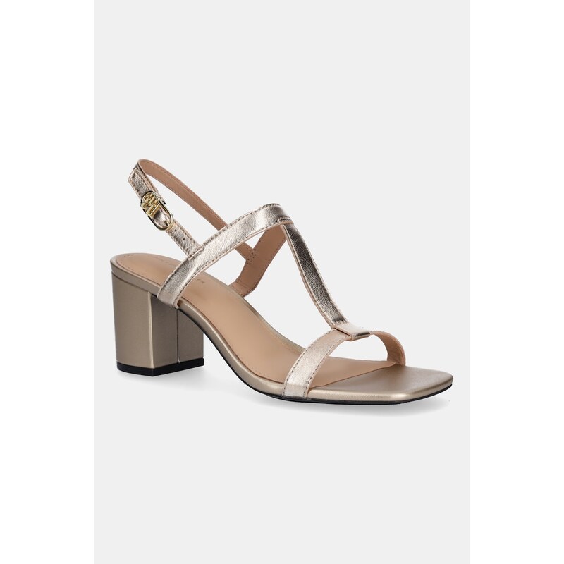 Kožené sandále Tommy Hilfiger LEATHER BLOCK HEEL SANDAL METAL 62851969