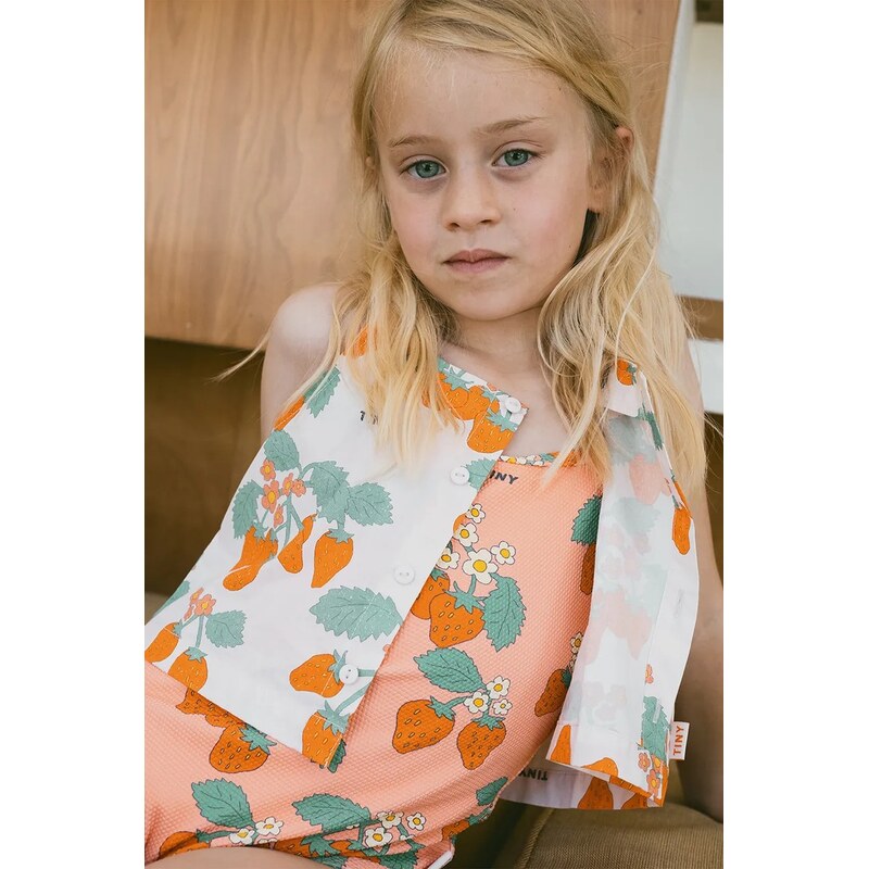 Detský bavlnený top Tinycottons STRAWBERRIES WOVEN CROP TOP 62466200