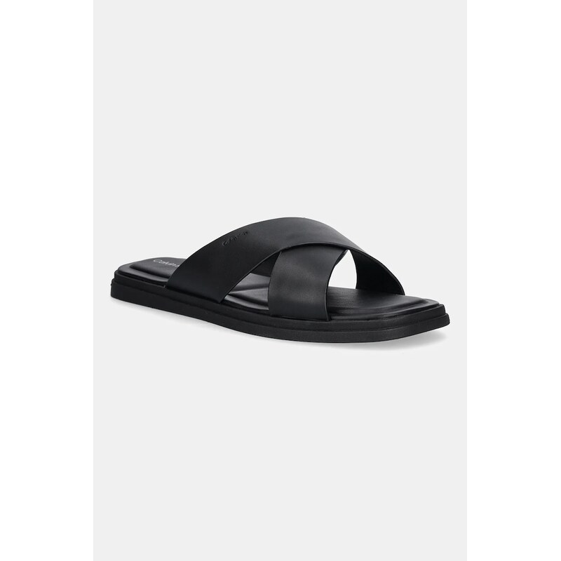 Kožené šľapky Calvin Klein CRISS CROSS SANDAL 63455259