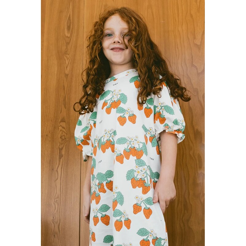 Dievčenské bavlnené šaty Tinycottons STRAWBERRIES PUFF SLEEVE DRESS 63089151