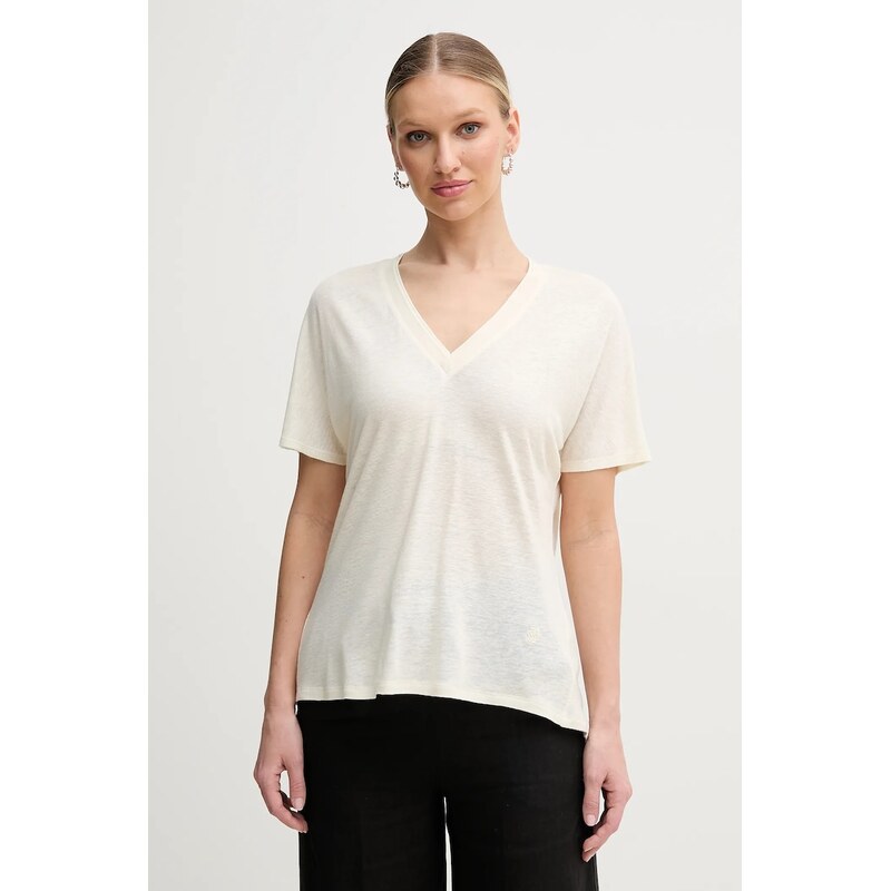 Tričko s prímesou ľanu BOSS 63155637