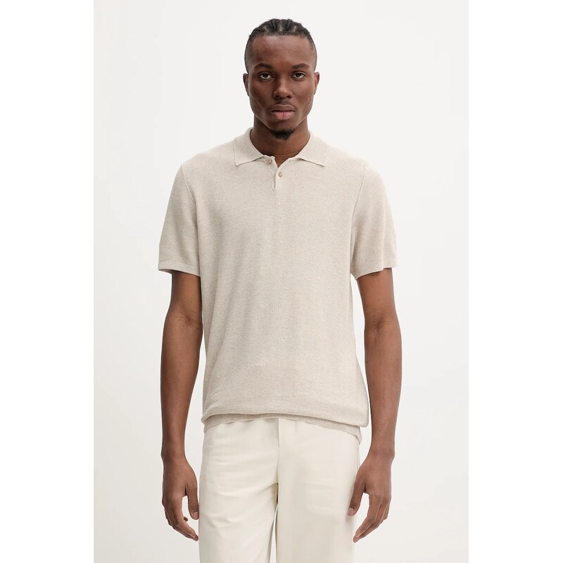 Polo tričko s prímesou ľanu A.P.C. polo jay 63454234