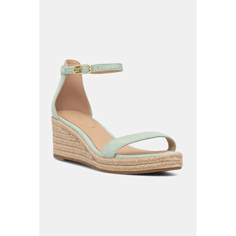 Semišové sandále Tommy Hilfiger SUEDE ANKLE MID WEDGE ESPADRILLE 63552560